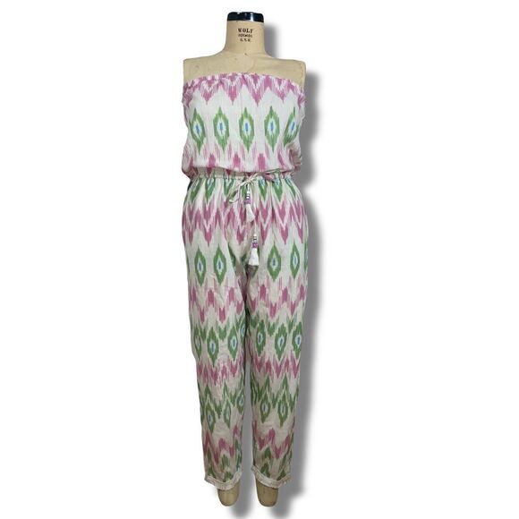 Calypso St Barth Women’s Size Small Garudi Jumpsuit Coconut Ikat Pattern NWT - Picture 1 of 8